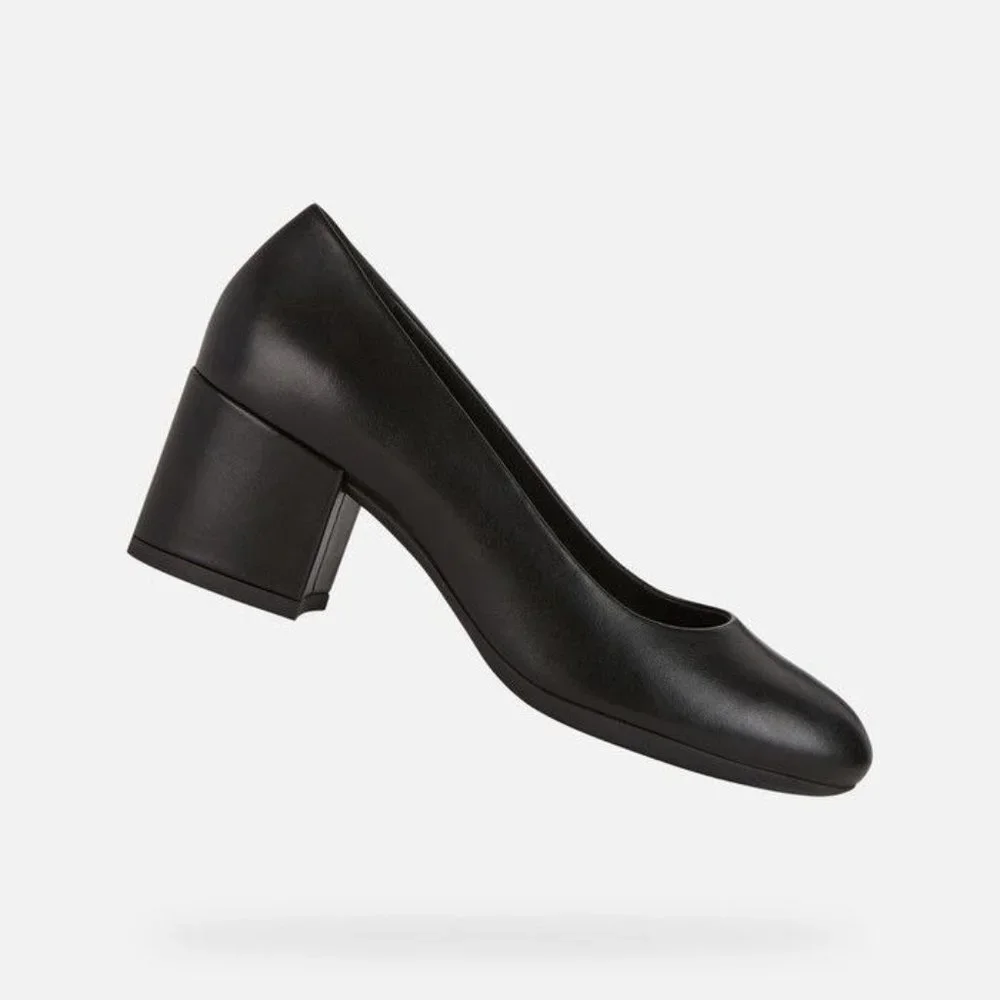 Geox Shoes Eleana Women Size 11/42 Navy Blue Mid Height Heel Leather‎ Pump